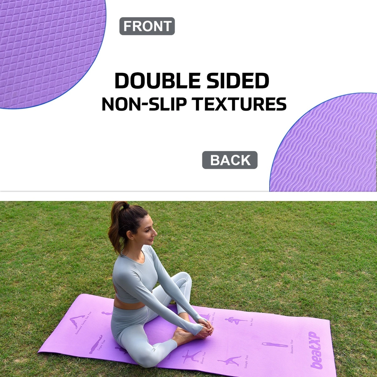Yogasana Yoga Mat | Ether (purple) Thick Eco-Friendly Cotton, Home Workout  Floor Exercise, Meditation, Superior Grip Non Slip, H