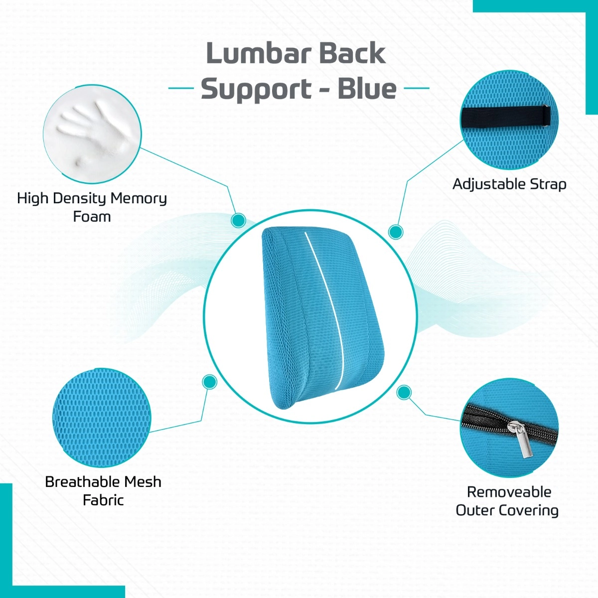 beatXP Mid Lumbar Back Support - Black specifications 