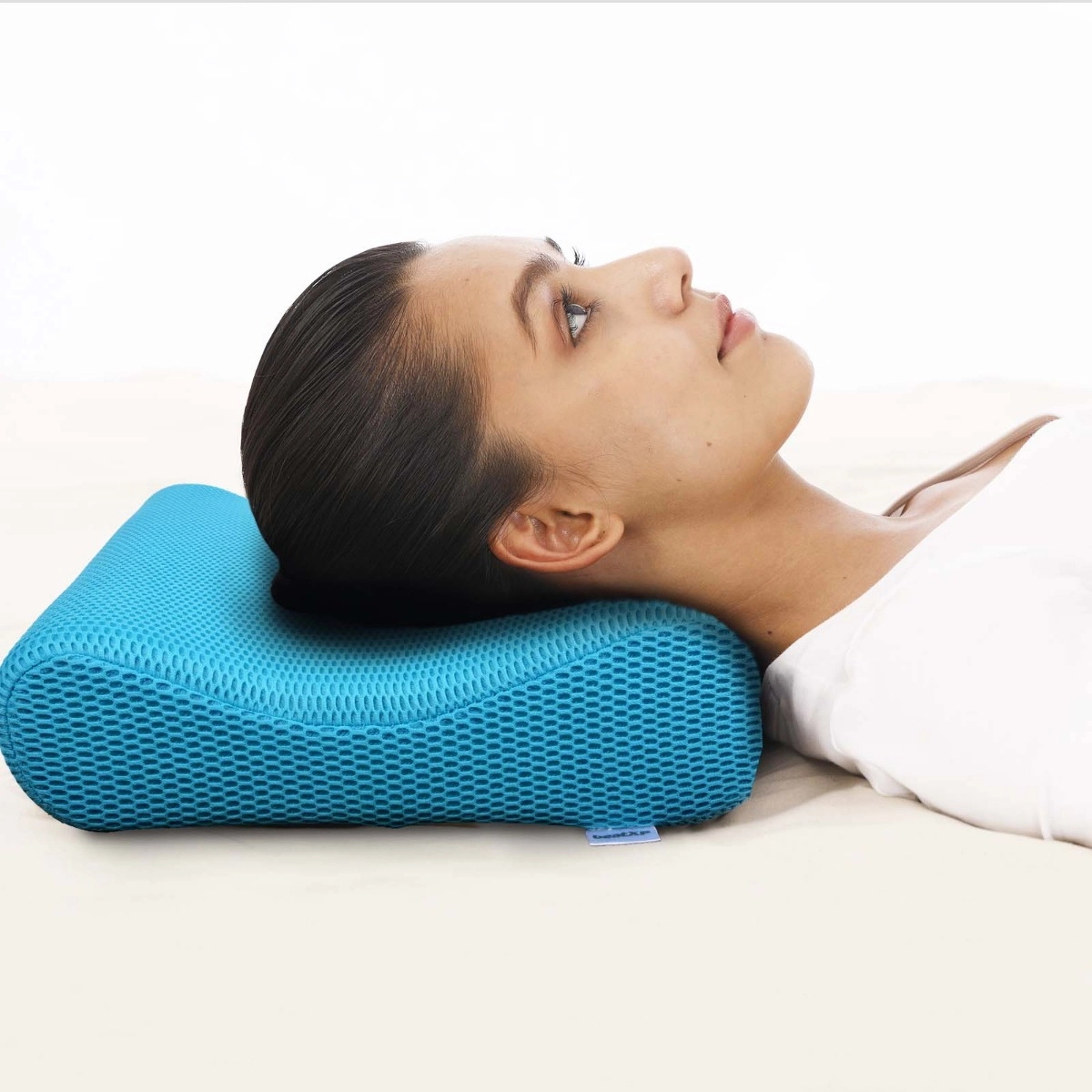 Girl model and beatXP Cervical Pillow - Blue