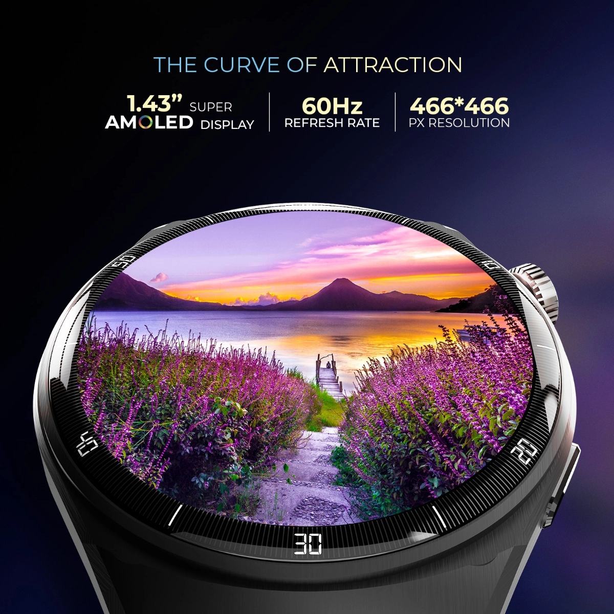 Vega X Smartwatch with 1.43” Round AMOLED Display & BT Calling - Black