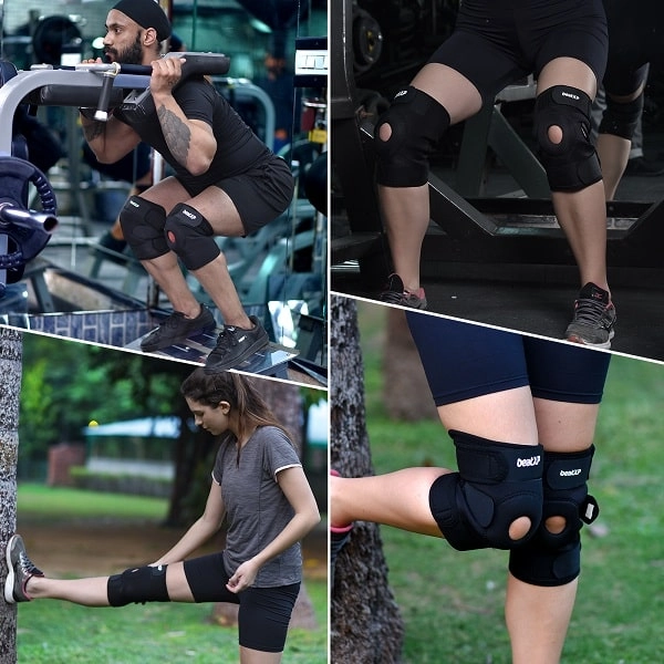 Men and girl model using beatXP Knee Support Cap  | 1 Pair | Free Size | Black 